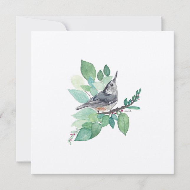 Cartes Pour Fêtes Annuelles Holiday Nuthatch Bird (Devant)