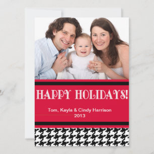 Cartes Pour Fêtes Annuelles Holiday Personalizable Photo Card - Houndstooth