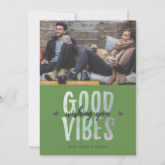 Cartes Pour Fêtes Annuelles Holiday Photo Card | GOOD VIBES - green