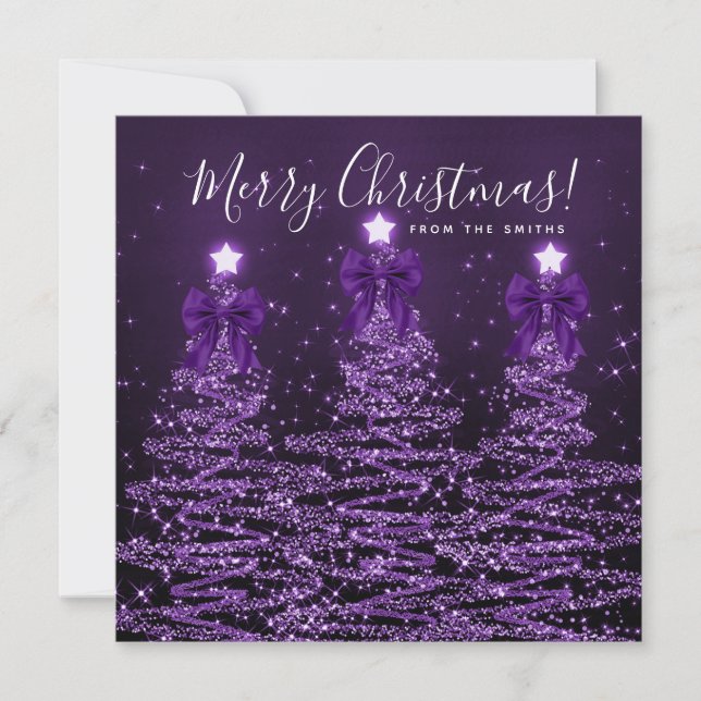 Cartes Pour Fêtes Annuelles Holiday Purple Christmas Trees Greeting  (Devant)