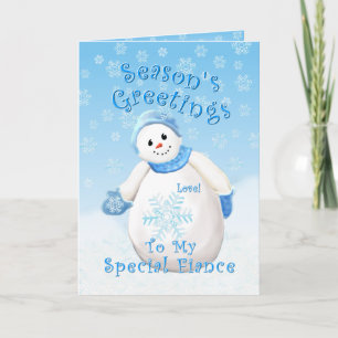 Cartes Pour Fêtes Annuelles Holiday Snowman Love for Fiance Card