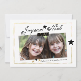 Cartes Pour Fêtes Annuelles Holiday Stars | French Photo Holiday Card