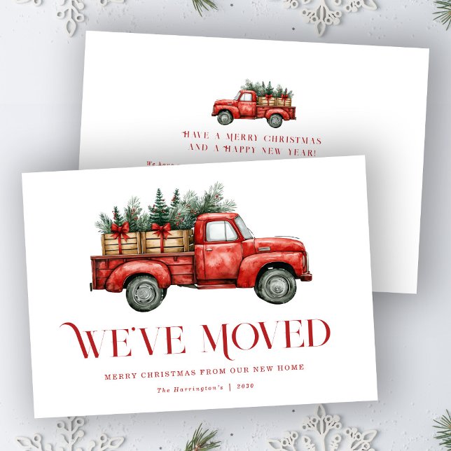 Cartes Pour Fêtes Annuelles Holiday Truck Moving New Home Announcement Card (Créateur téléchargé)