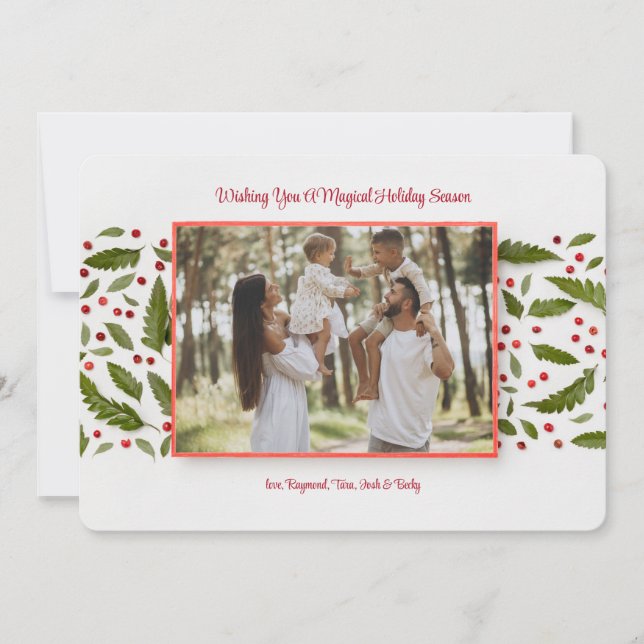 Cartes Pour Fêtes Annuelles Holly Berries Photo Holiday Greeting Card (Devant)