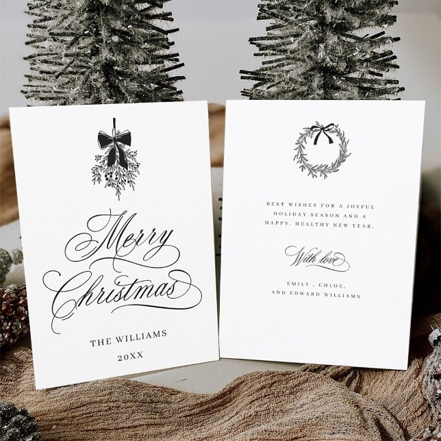 Cartes Pour Fêtes Annuelles Holly Berry Bouquet Romantique Photo Appartement (Front & Back)