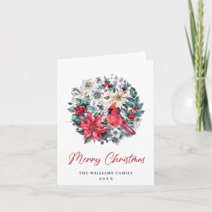 Cartes Pour Fêtes Annuelles Holly Berry Cardinal Christmas Salutation d'entrep