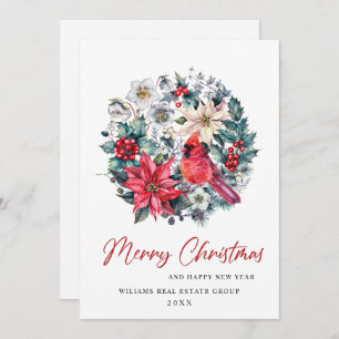 Cartes Pour Fêtes Annuelles Holly Berry Cardinal Christmas Salutation d'entrep