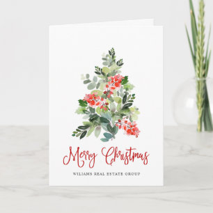 Cartes Pour Fêtes Annuelles Holly Berry Christmas Tree Salutation d'entreprise