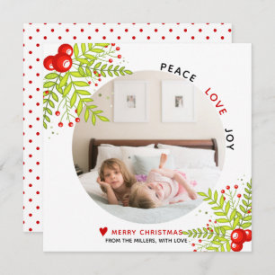 Cartes Pour Fêtes Annuelles Holly berry Peace Love Joy Photo de Noël