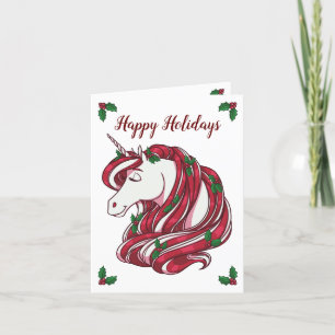 Cartes Pour Fêtes Annuelles Holly Berry Unicorn