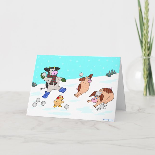 Cartes Pour Fêtes Annuelles Holly Cow, Laisse-Le Neiger ! (Devant)