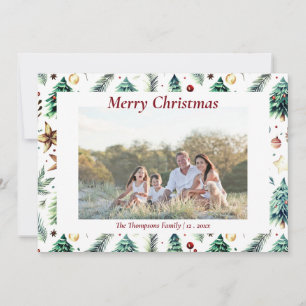 Cartes Pour Fêtes Annuelles Holly de Noël Fleurs Botaniques Photo Blanc