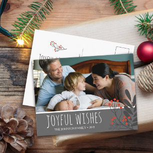 Cartes Pour Fêtes Annuelles Holly et Baies Vœux Joyeux Noël Photo