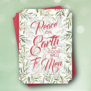 Cartes Pour Fêtes Annuelles Holly et Berries Paix sur Terre Noël
