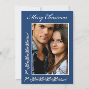 Cartes Pour Fêtes Annuelles Holly et rubans avec photo et message de Noël