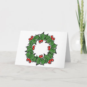 Cartes Pour Fêtes Annuelles Holly Feuilles, Holly Berries, couronne de Noël