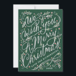 Cartes Pour Fêtes Annuelles Holly Hand Nous Vous Souhaitons Un Joyeux Noël<br><div class="desc">Personnaliser avec votre nom,  année,  couleur arrière - plan. Pièce originale de Becky Nimoy. Ajoutez une photo au dos ou un message.</div>