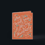 Cartes Pour Fêtes Annuelles Holly Hand Nous Vous Souhaitons Un Joyeux Noël<br><div class="desc">Customiser avec un an (ou supprimer dans l'éditeur) ajuster la couleur arrière - plan. Pièce originale de Becky Nimoy. Modèle photo à l'intérieur,  également supprimer dans l'éditeur si désiré</div>