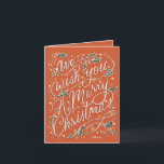 Cartes Pour Fêtes Annuelles Holly Hand Nous Vous Souhaitons Un Joyeux Noël<br><div class="desc">Customiser avec un an (ou supprimer dans l'éditeur) ajuster la couleur arrière - plan. Pièce originale de Becky Nimoy. Modèle photo à l'intérieur,  également supprimer dans l'éditeur si désiré</div>