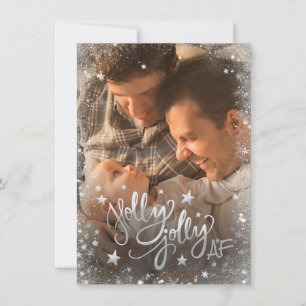 Cartes Pour Fêtes Annuelles Holly Jolly AF Shiny Gold Faux Foil 2 Photo