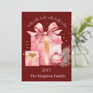 Cartes Pour Fêtes Annuelles Holly Jolly Aquarelle Noël voeux cadeaux