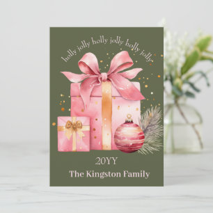 Cartes Pour Fêtes Annuelles Holly Jolly Aquarelle Noël voeux cadeaux