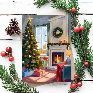 Cartes Pour Fêtes Annuelles Holly Jolly Christmas   Jeu d'arbre de cheminée