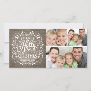 Cartes Pour Fêtes Annuelles Holly Jolly Christmas Rustic Wood Photo Collage