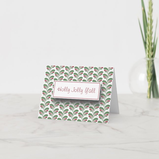 Cartes Pour Fêtes Annuelles Holly Jolly Christmas Y'all - Foliage - Verdure - (Devant)