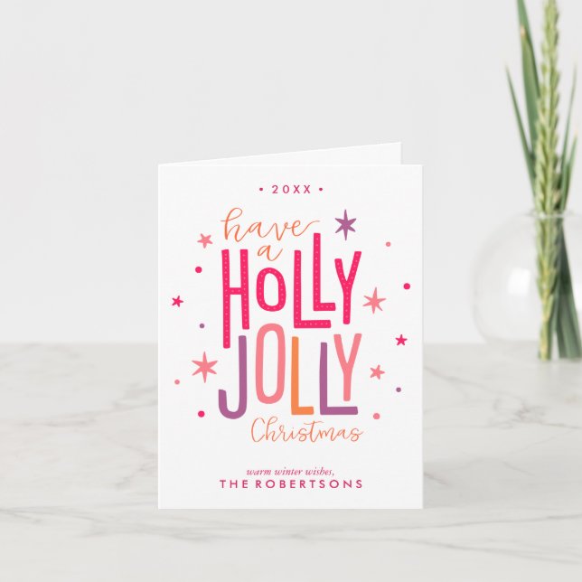 Cartes Pour Fêtes Annuelles Holly Jolly Custom (Devant)
