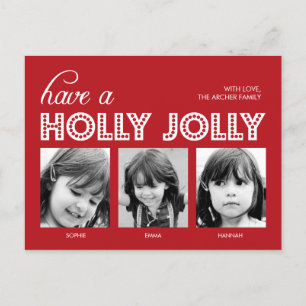 Cartes Pour Fêtes Annuelles Holly Jolly Holiday Photo Card