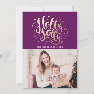 Cartes Pour Fêtes Annuelles Holly Jolly Holiday Photo Card
