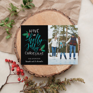 Cartes Pour Fêtes Annuelles Holly Jolly   Holiday Photo Collage Card