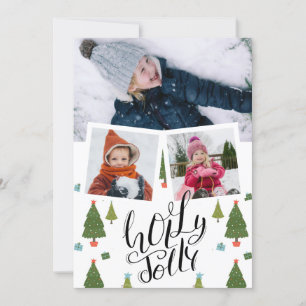 Cartes Pour Fêtes Annuelles Holly Jolly Jolly Script amusant Noël Pine Tree ph