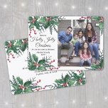 Cartes Pour Fêtes Annuelles Holly Jolly Noël 1 Photo Winter Foliing<br><div class="desc">Passez un Noël sainte, c'est le meilleur moment de l'année ! Envoyez des voeux joyeux et partagez une photo préférée avec une carte de vacances photo personnalisée. Tout le texte sur ce modèle est simple à customiser pour inclure n'importe quel libellé, comme Joyeux Noël, Joyeux Fêtes, Joyeuses Fêtes, Bonne Année,...</div>