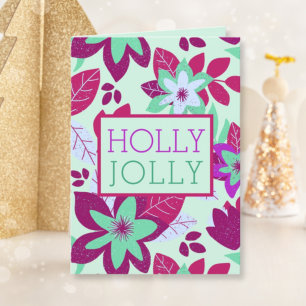 Cartes Pour Fêtes Annuelles Holly Jolly Noël botanique moderne