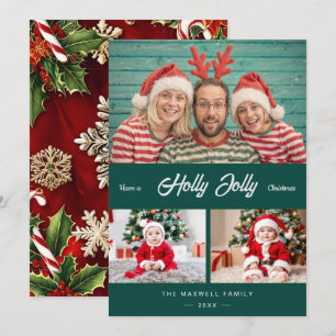Cartes Pour Fêtes Annuelles Holly Jolly Noël Chic Gold Confetti 3 Photo