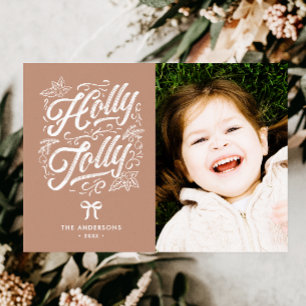 Cartes Pour Fêtes Annuelles Holly Jolly Nom de famille et photo Noël