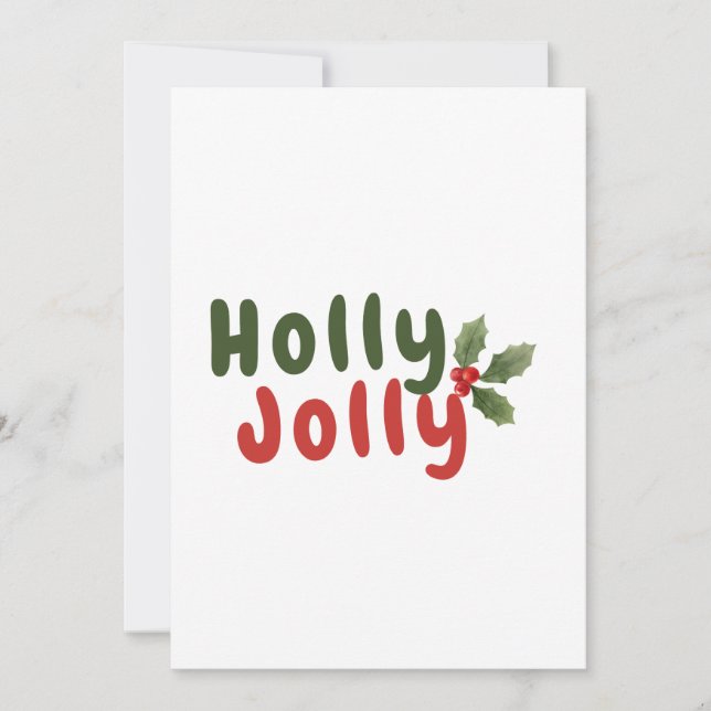 Cartes Pour Fêtes Annuelles Holly Jolly – Police de fêtes avec icône de houx (Devant)