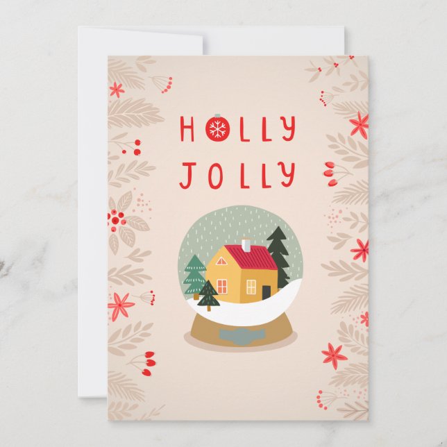 Cartes Pour Fêtes Annuelles Holly Jolly Snow Globe - Un Plaisir De Vacances (Devant)
