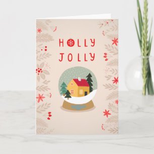 Cartes Pour Fêtes Annuelles Holly Jolly Snow Globe - Un Plaisir De Vacances