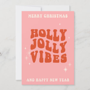 Cartes Pour Fêtes Annuelles Holly Jolly Vibes - Un Message De Vacances