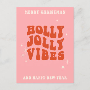 Cartes Pour Fêtes Annuelles Holly Jolly Vibes - Un Message De Vacances