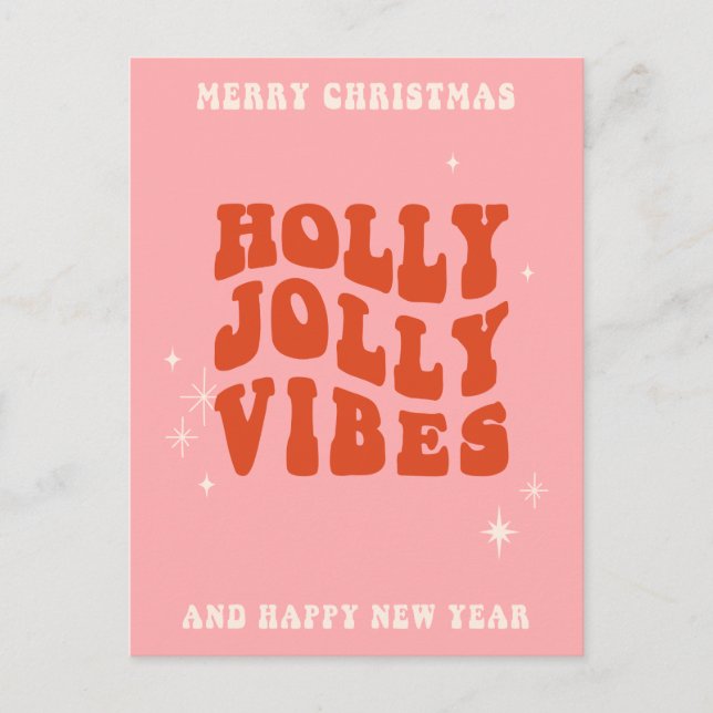 Cartes Pour Fêtes Annuelles Holly Jolly Vibes - Un Message De Vacances (Devant)