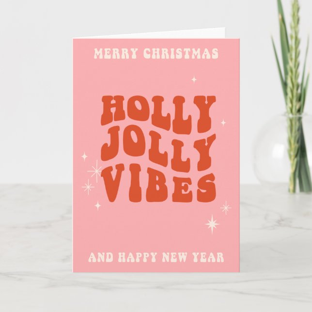 Cartes Pour Fêtes Annuelles Holly Jolly Vibes - Un Message De Vacances (Devant)