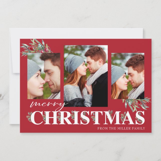 Cartes Pour Fêtes Annuelles Holly Joyer Noël Holiday Photo Collage (Devant)