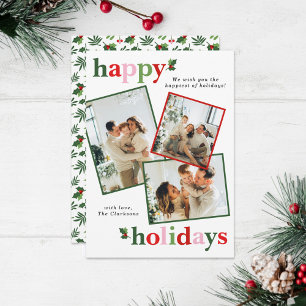 Cartes Pour Fêtes Annuelles Holly Joyeux Noël Bright Amusement Famille