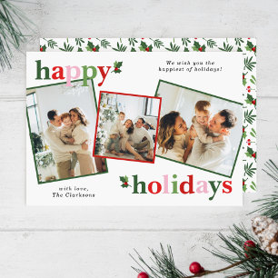 Cartes Pour Fêtes Annuelles Holly Joyeux Noël Bright Amusement Famille