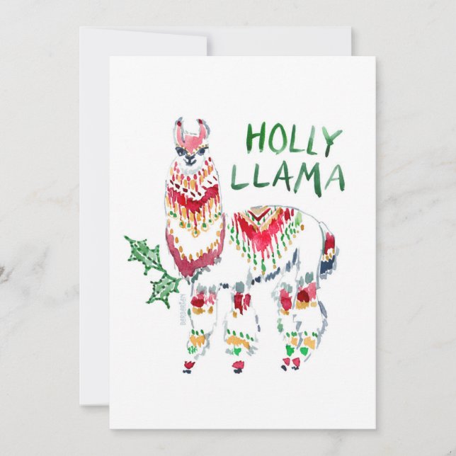 Cartes Pour Fêtes Annuelles HOLLY LLAMA Boho Holiday Christmas Flat Card (Devant)