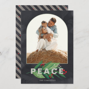 Cartes Pour Fêtes Annuelles Holly Moderne Arch Marine Stripes Photo personnali